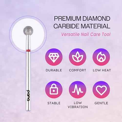 PANA 3/32" Diamond Carbide Ball Bit- Style 06, Fine Grit - Professional Cuticle Nail Drill Bits for Acrylic Gel Nails Dry Manicure Pedicure Shape Remove Tools