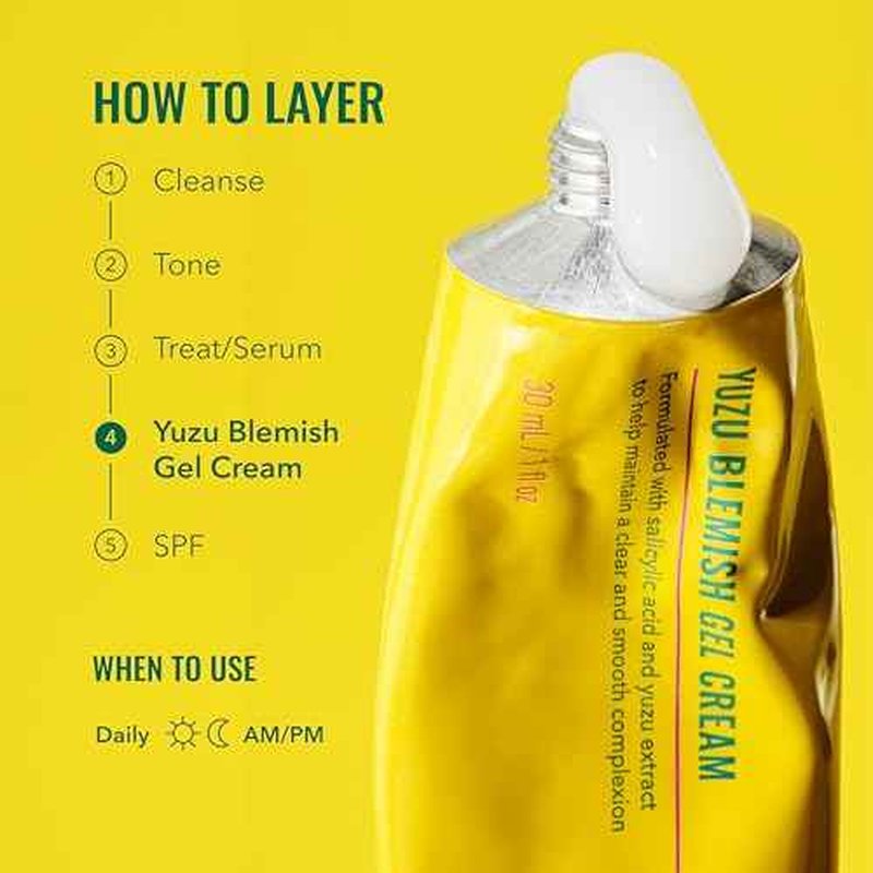 Good Molecules Yuzu Blemish Gel Cream - Lightweight Gel Moisturizer with Salicylic Acid, BHA and Natural Extracts to Target Acne, Even Skin Tone, and Texture - Skin Care for Face