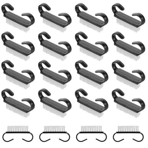 20 PCS Handle Grip Nail Brush Cleaner Black Nail Cleaning Brush Nylon Fingernail Brush Small Nail Scrubber Brush Cleaner Tools for Toes and Nails