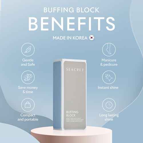 SEACRET - Professional Nail Buffing Block. 3 Ways Buffing Block The Secret for Shiny Nails. Manicure & Pedicure - Pack of 2