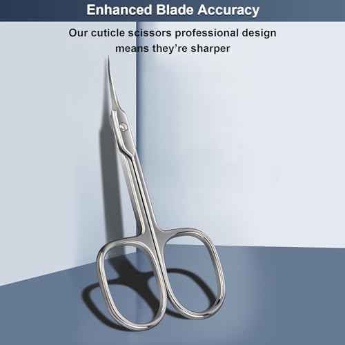 CGBE Cuticle Scissors Extra Fine Curved Blade, Super Slim Manicure Scissors for Cuticles Professional Small Scissors with Precise Pointed Tip Grooming Blades, Eyebrow, Eyelash, and Dry Skin - Silvery