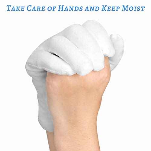 3Pairs Cotton Gloves for Dry Hands Sleeping, White Cotton Eczema Gloves Breathable Machine Washable Cloth for Men and Women