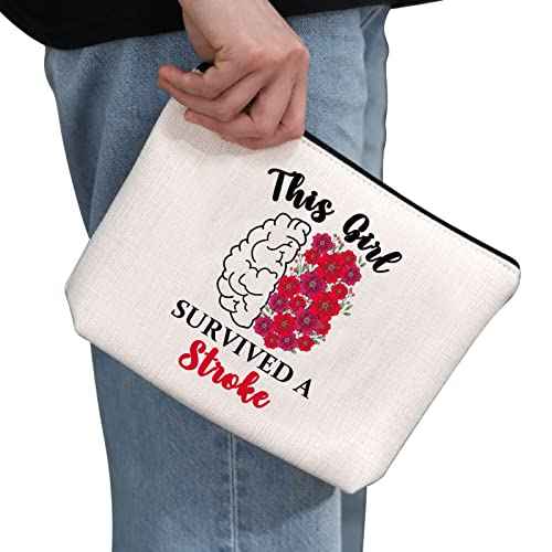 G2TUP Stoke Awareness Gift This Girl Survived A Stroke Makeup Bag Stroke Survivor Cosmetic Bag Stroke Warrior Gift Zipper Travel Bag (Survived A Stroke MB)