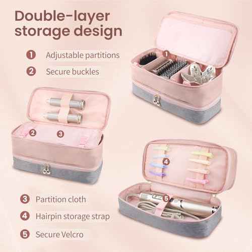 Travel Carrying Case for Shark Flex Style, Double Layer Storage Case for Shark SpeedStyle Hair Dryer Attachments,Portable Storage Organizer Bag for Shark Flexstyle/Dyson Airwrap Styler