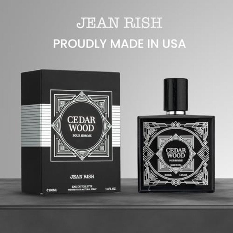 Jean Rish Cedar Wood Eau De Toilette - Perfume for Men (3.4 Fl Oz / 100ml) with Limoncello, Patchouli & Tobacco Notes - Long Lasting and Luxury Fragrance