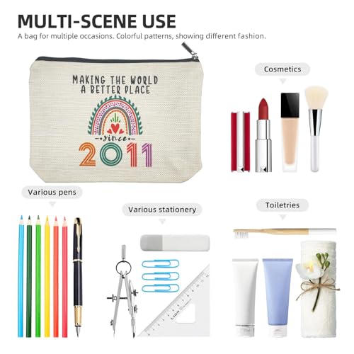 14 Year Old Girl Gift Ideas, 14th Birthday Gifts for Teenage Girls, Funny 2011 Birthday Decorations Makeup Bags for Sister, Daughter, Niece, Christmas, Best Cosmetic Travel Pouch for Teen Girls Stuff