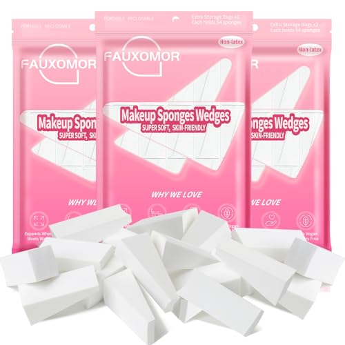 324 Pcs New Makeup Sponges Wedges for Face Foundation, Latex-Free Triangle Cosmetic Make Up Sponge for Flawless Application and Blending, Beauty Blender for All Skin Types with Six Pouches