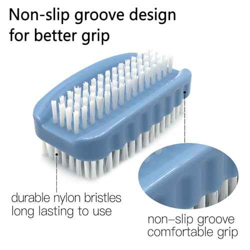 Nail Brush for Cleaning Fingernails Two Sided Hand Fingernail Scrub Brush Soft Stiff Nylon Bristles Nail Scrubber Brushes for Men Women Kids,2 PCS