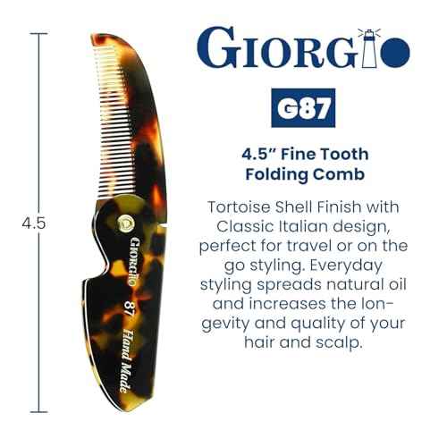 Giorgio G87 4.5 Inch Mustache and Beard Grooming Comb for Men - Handmade, Saw-cut, Hand Polished Pocket Comb for Everyday Hair Styling. 2 Pack Tokyo