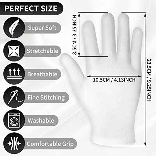 Sibba 2 Pairs Touch Screen Moisturizing Gloves White Cotton Moisturizing Gloves Overnight Bedtime Heal Eczema Sleeping Lotion Hand Spa Treatment Gloves Repair Rough Cracked Dry Chapped Hands Skin