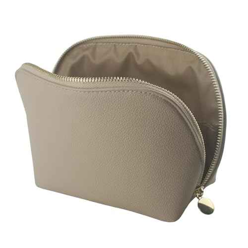 Small Travel Cosmetic Bag Portable Makeup Bag PU Leather Makeup Pouch for Women (PU leather, Misty gray)
