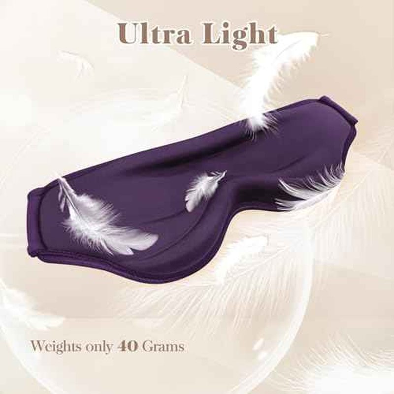 3D Eye Mask Sleep Mask for Men & Women, 100% Pressure-Free & Light Block-Out Eye Mask for Sleep with Easy Adjustable Strap, Night Eye Cover for Travel, Purple