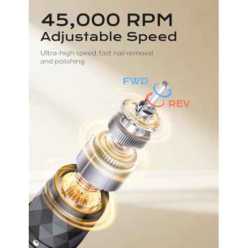 Electric Nail Drill Professional Kit: 45,000 RPM USB Rechargeable Efile Nail Drill Nail File with 12 Bits for Polishing Gel/Acrylic Nails- Portable Manicure Tool Set for Salon/Home-Black