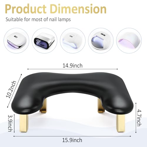 Nail Arm Rest, Arm Rest for Nails Tech, Foldable Nail Tech Client Arm Rest, PU Leather Nail Hand Rest, U Shape Manicure Hand Rests for Foot Hand Rest, Black