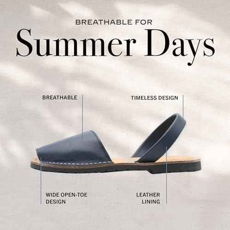 The Spanish Sandal co Classic Flat Sandals for Women, Dressy Soft Leather Peep Toe Sandals for Women, Versatile Casual Slip-on Flats
