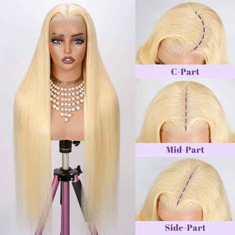613 4x4 Bob Lace Front Wig Human Hair 200 Density 14 Inch Straight Bob Blonde Wig Human Hair 4x4 200 Density HD Lace Front Closure Wigs Human Hair Blonde Pre Plucked for Women