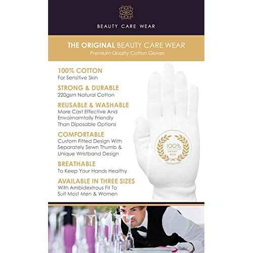 White Gloves Large (10 pair) - Cotton Gloves for Eczema, Cotton Gloves for Dry Hands, White Cotton Gloves for Women, Spa Glove, Lotion Glove, Sleeping Glove