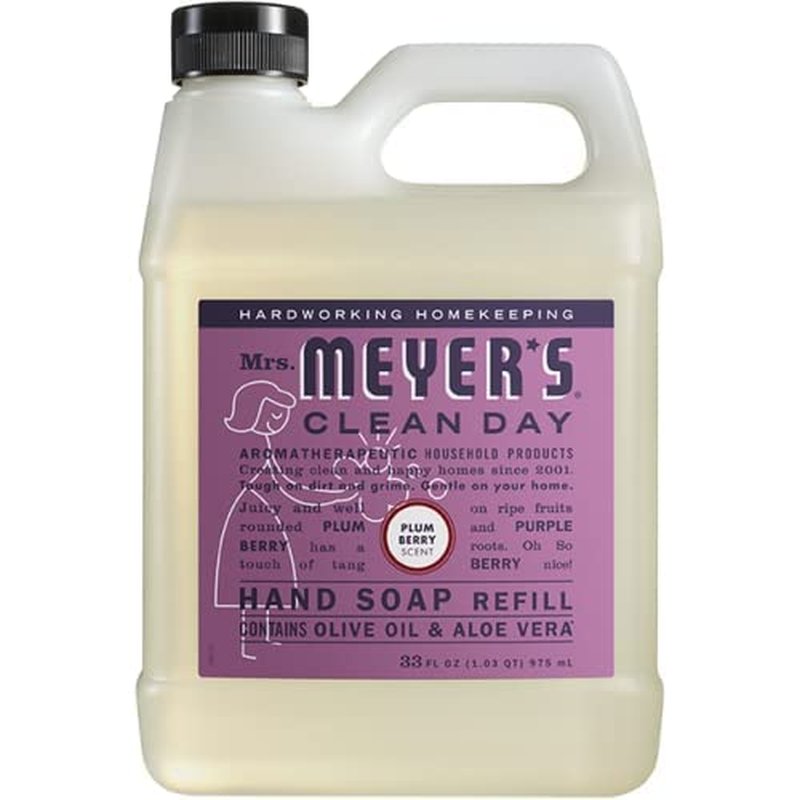Mrs. Meyer's Clean Day Hand Soap Refill - Plum Berry Scent | 33 Fl Oz (Pack of 3)