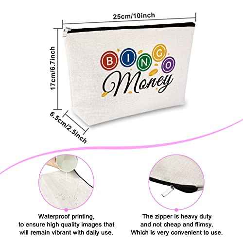 Sfodiary 3Pcs Bingo Game Gift Makeup Bag Gambling Gift for Women Bingo Lover Player Cosmetic Bag Casino Lovers Present Christmas Birthday Present Zipper Travel Cosmetic Pouch