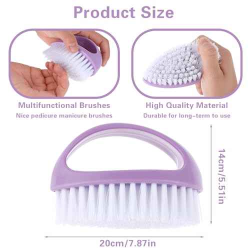 Hand Nail Brushes, 2pcs Grip Clean Heavy Duty Nail Brushes for Cleaning Fingernails Nylon Firm Stiff Bristles Deep Clean Scrubber for Mechanics Gardeners Hand Under Nails Toes(Green, Purple)