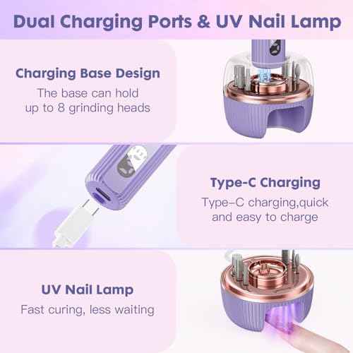 Electric Nail File,Nail Drill Kit with Nail Lamp,Cordless Nail Filer for Acrylic Gel Nails,Professional Nail Drill Machine Polishing Tool Manicure Pedicure Kit Efile Nail Supplies for Home Salon
