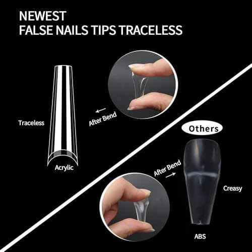 UNA GELLA Soft Gel Nail Tips XXL 432pcs Square Coffin No C Curve Clear Tapered Straight Nail Tips 2 Style For Salon Home DIY