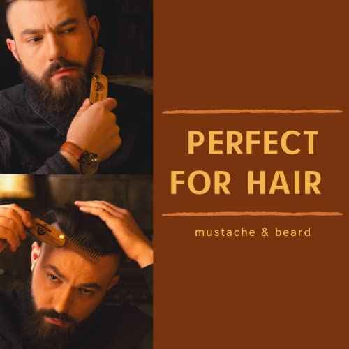 Beard Comb Gifts for Him Wooden Comb for Men Folding Pocket for Moustache Hair Walnut Combs Husband with the Engraving (Skull)