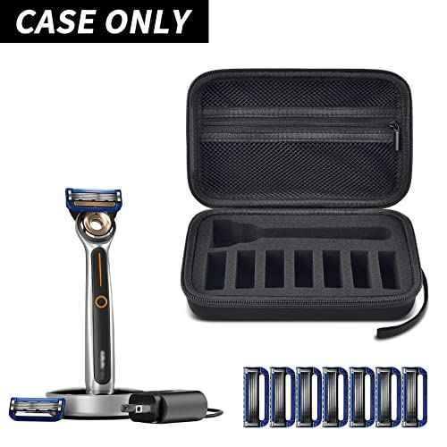 PAIYULE Travel Case Compatible with Gillette Heated Razor for Men, Starter Shave Kit Storage Holder for Blade Refills, Clipper Guards, Charging Dock and Accessories-Black(Box Only)