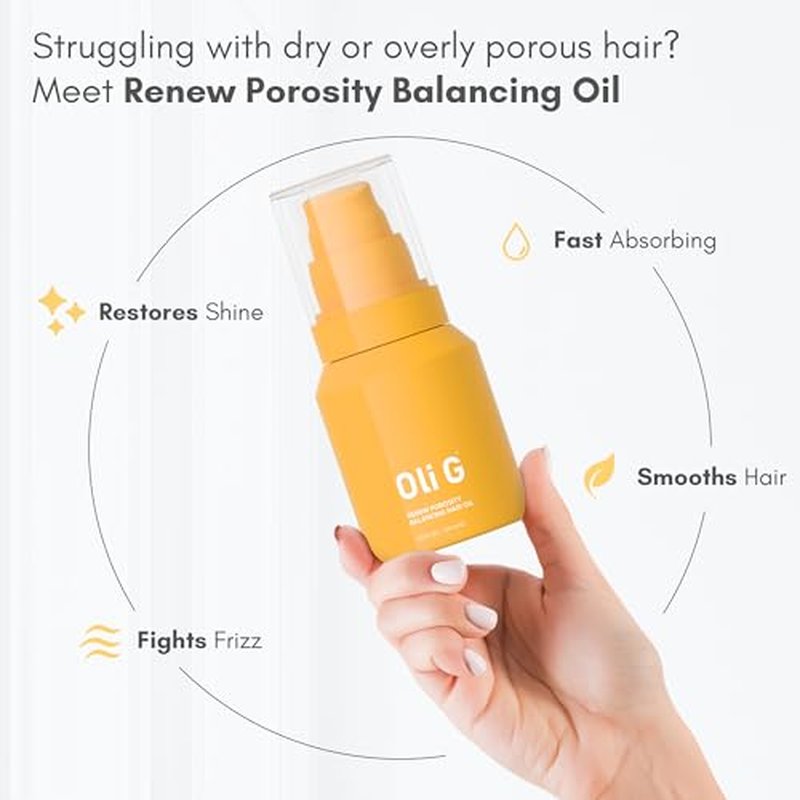 Oli G Renew Porosity Balancing Oil 2oz / 59ml | Lightweight Hair Oil for Frizz Control, Moisture Repair & Shine