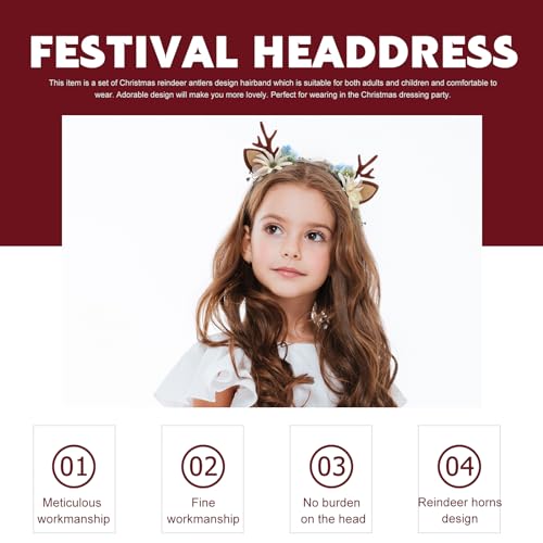 Christmas Reindeer Antlers Headband - Antler Crown s Ears Hair Hoop,Christmas Deer Headband,Fawn Horn Hair Bands, Fairy Headpiece for s Costume
