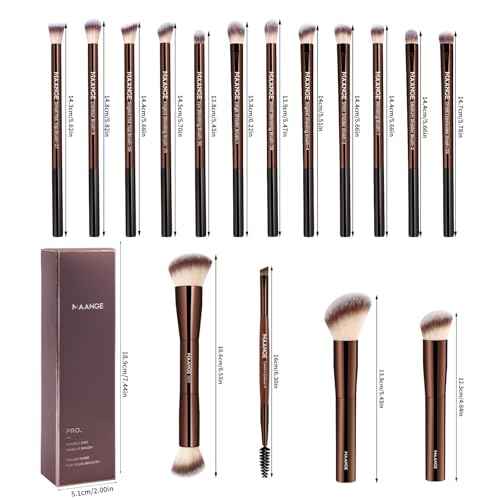 MAANGE Makeup Brushes 16 Pcs Premium Synthetic Makeup Brush Set Foundation Brush for Liquid Powder Concealer Precision Eyeshadows Blending (Coffee)