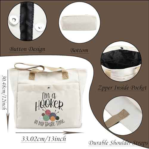 WCGXKO Crochet Lover Gift Crocheters Gift I'm A Hooker In My Spare Time Zipper Pouch Makeup Bag