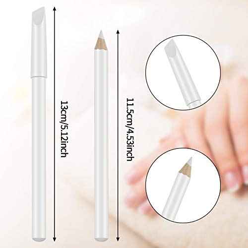 8 Pieces White Pencil Under Nail 2-in-1 Nail Whitening Pencils French White manicure Pencils with Cuticle Pusher for DIY French Art Manicure Supplies