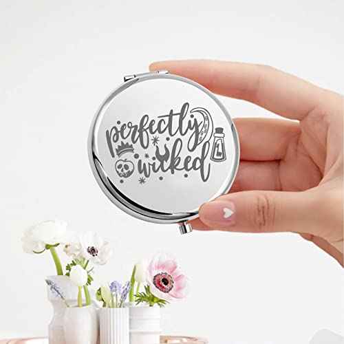 KEYCHIN Villains Movie Pocket Mirror Evil Queen Fans Gifts Perfectly Wicked Halloween Compact Mirror for Women Girl Teenagers (Perfectly Wicked Mirror-S)