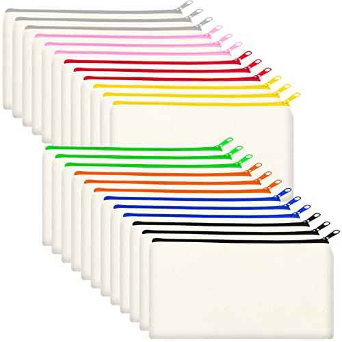 ZeeDix Canvas Pouch- Multi-purpose Cosmetic Bag with Zipper, DIY Craft Canvas Zipper Pouch Blank Makeup Bags Bulk Travel Toiletry Bag for Storage (8.3 x 5 inches)