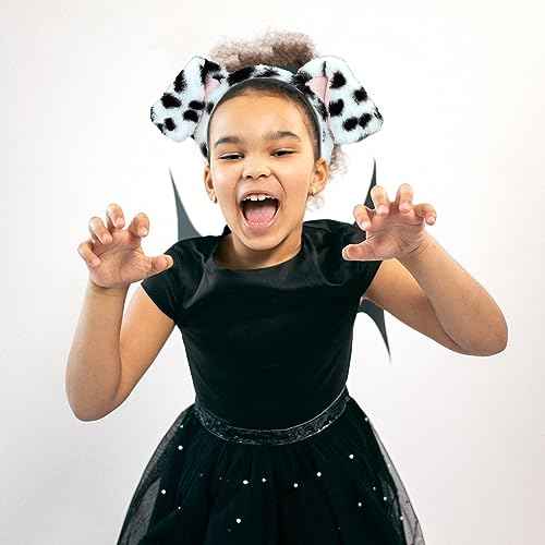 Beviliu Dalmatian Dog Ears Headband - 8 Pack Puppy Ear Hairband Fluffy Adult Dalmatian Costume for Halloween Dogs Party Cosplay Washing Makeup