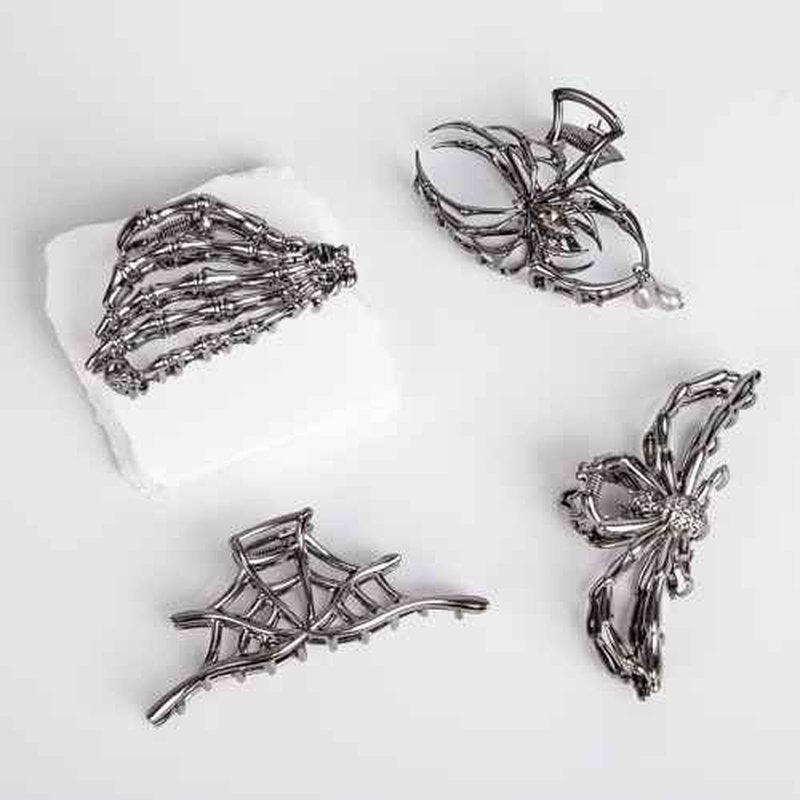 4 Pcs Metal Spider Hair Claw Clips for Women, Goth Hair Accessories, Halloween Gifts for Women