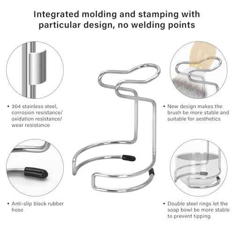 Shaving Brush Set for Men, 3 in1 Shaving Kit Includes Nylon Badger Hair Shaving Brush, Stainless Steel Shaving Bowl and Stand for Wet Shave