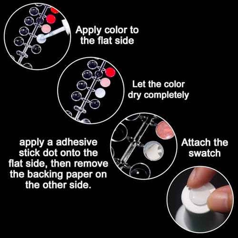 Allstarry Nail Swatches, 600Pcs Nail Polish Swatch Dots Round Nail Color Swatches Clear Transparent Nail Polish Display Nail Sample Swatches for Gel Polish Nail Art Practice Tips Swatch Book