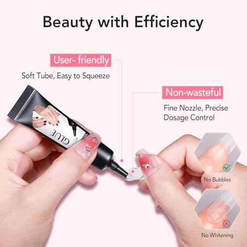 Curvlife 10g Semi-Solid Glue and 20ml Pinpoint Glue Remover Kit - Gel for Press on Nails, Quick Dry No UV Lamp Needed with Gentle Non-Acetone Remover, Fake Nail Tips