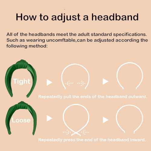 Green Knotted Headbands for Women Satin Wide Headband Non Slip Head Bands Fashion Headband Hair Styling Accessories Womens Sisters Girls Gifts