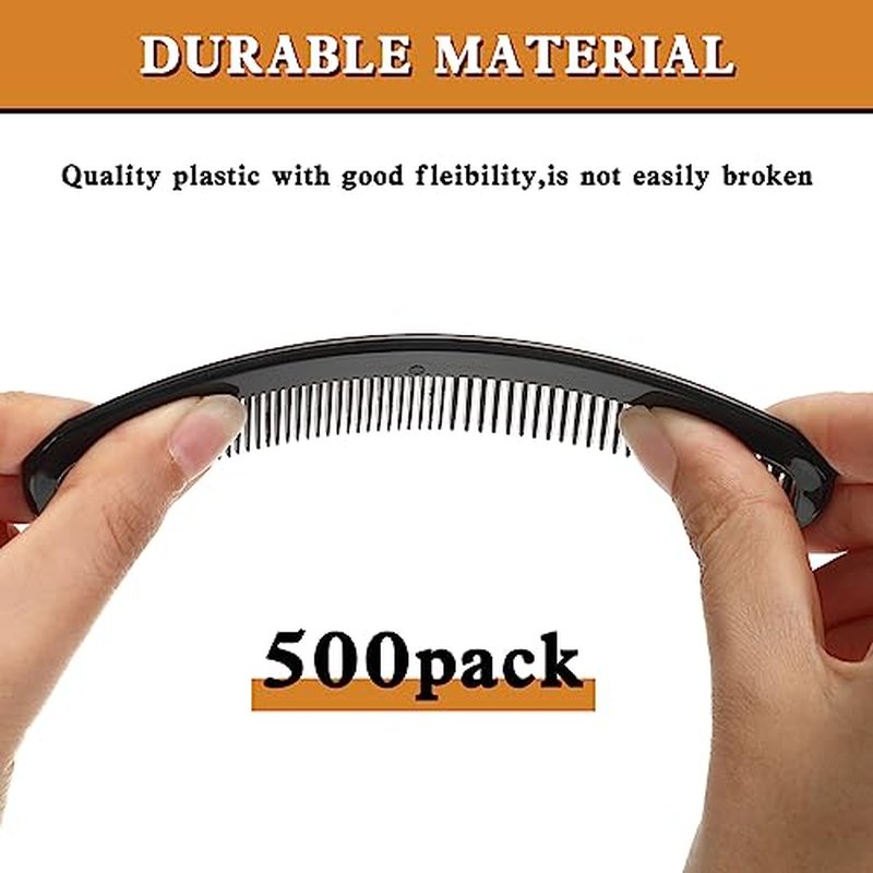 Yaomiao 500 Pieces Pocket Comb Bulk 5 Inch Plastic Hair and Travel Fine Tooth Combs for Women Men Beard Styling Dressing(Black)