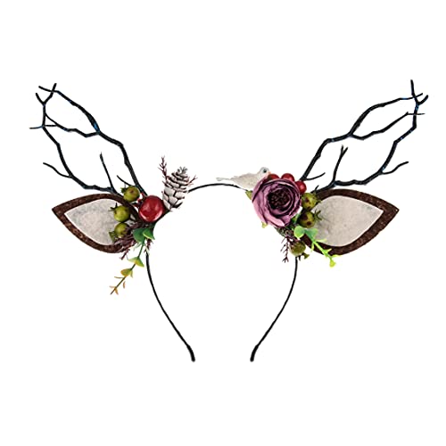TOECWEGR Christmas Reindeer Antlers Headband Hair Clips Hair Hoop Girl Holiday Beauty Headdress