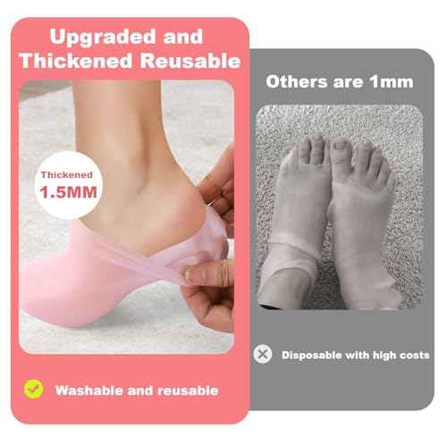 6 Pairs Silicone Socks for Dry Cracked Feet Women,New Upgrade Thickened Moisturizing Foot Mask Exfoliating Silicone Socks,Spa Gel Moisturizer Socks Foot Care After Pedicure