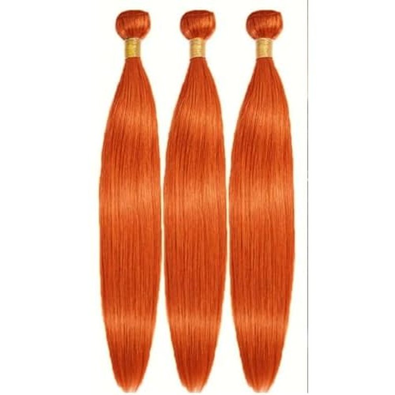 Brazilian Human Hair Bundles 16 18 20 inch Orange Straight Bundles 350 Color Ginger Orange Unprocessed Virgin Quick Weave Hair for Black Women