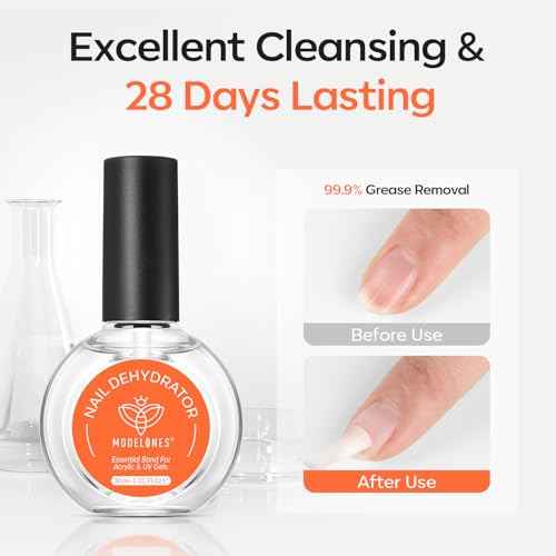 modelones Nail Dehydrator, 30 ml Nail Prep Dehydrator for Press Ons/Acrylic Nails/Gel Polish, Acid Free Natural Prep Dehydrate Acrylic Supplies