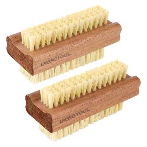 Acacia Wood Nail Brush, 2 Pack Wooden Nail Scrub Brush for Fingernail cleaning,Natural Finger Nail Brush to Clean Under Nails