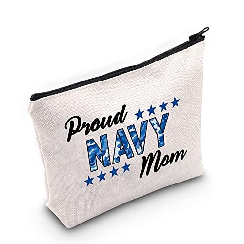 Proud Navy Mom Cosmetic Bag Navy Mom Gifts for Women Military Mom Gifts Navy Sailor Gifts Navy Deployment Gifts for Mom (Proud Navy Mom bag)