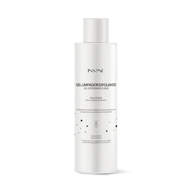 INSANE GLOW Exfoliating Cleansing Gel with Mineral Granules for Sensitive Skin – Purifies Pores, Smooths & Refines Skin with Ginkgo Biloba & Red Algae. Dermatologically Tested, Gentle Daily Use