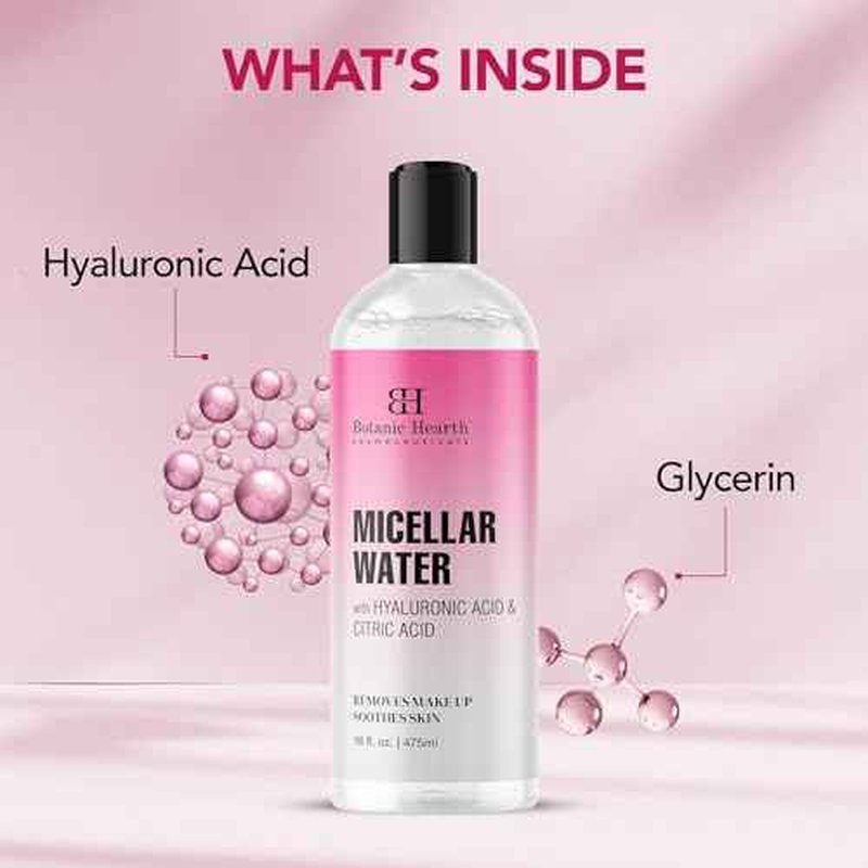 Botanic Hearth Micellar Water | Gently Cleanses, Makeup Remover With Dual|Phase Formula, Pack Of 2 (16 Fl Oz Each) | Suitable For All Skin Types